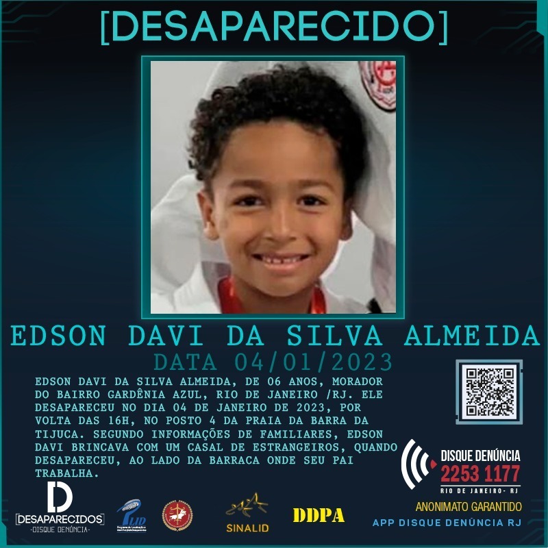 Disque Denúncia busca informações sobre menino de 6 anos que desapareceu em praia na Barra da Tijuca